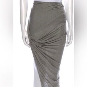 Helmut Lang Kinetic Jersey Asymmetric Draped Wrap Skirt Grey Sz TP Elastic Waist